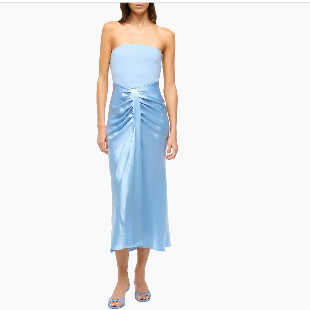 Staud Wayfaring Midi Dress Azure Blue Size 0 NWT